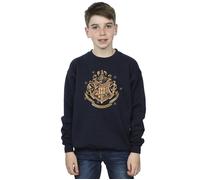 Harry Potter Boy's Gold Hogwart Crest Sweatshirt in Navy | Size: 3-4 Years Harry Potter Navy 3-4 Years