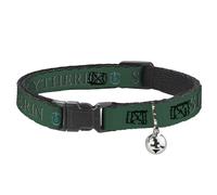 Harry Potter Breakaway Cat Collar With Bell, Plastic Clip, Easy Adjustable, Harry Potter Slytherin Crest Green Black, 8.5 to 12 Inches 0.5 Inch Wide