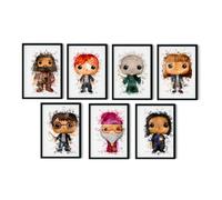 Harry Potter characters watercolour splash effect wall prints, set of 7 unframed A4 (21cm x 29.7cm) Harry Potter cartoon wall art prints, Super colourful watercolour effect prints for kids room