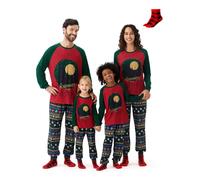 Harry Potter Christmas Pyjamas Family, Hogwarts Castle Matching Christmas Pjs Sets for Family, Autumn Winter Clothing Pyjama Set for Couples and Children for Christmas Red Green