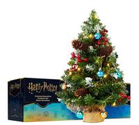 Harry Potter Christmas Tree with 12 Baubles, 1.67ft Pre-lit Mini Artificial Tree with LED White String Lights Frosted Tips, Tabletop Xmax Gifts (Multi Harry Potter)