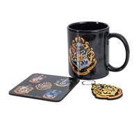 Pyramid International Harry Potter 'Colourful Crest' Gift Set - Includes 11oz/312ml Mug, Coaster & Keychain - Ideal for Wizarding World Fans - One Size