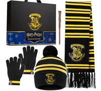 Harry Potter Costume 4 Pcs Winter Set for Kids with Gloves Hat Scarf & Wand Pen, Hogwarts Accessories, Gifts for Girls Boys Fans