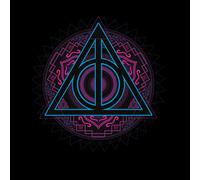 Harry Potter Deathly Hallows Neon Men's T-Shirt - Black - 4XL