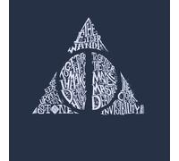 Harry Potter Deathly Hallows Text Hoodie - Navy - L