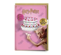 Harry Potter Dobby Happy Birthday Cake Greetings Card Button Badge HPGC0494 - Card / Tin