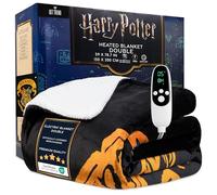 Harry Potter Electric Blanket 150x200cm, Double Size Soft & Luxurious Sherpa Fleece Heated Blanket, 9 Heat Settings & 12-Hour Auto-Off Timer (Black Harry Potter, Double UK)