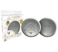 Harry Potter Embossed Metal Coasters Set of 4 - Leaky Cauldron & Three Broomsticks Designs with Non-Slip Cork Base