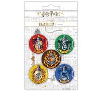 Harry Potter Erasers Set of 5 (Hogwarts Crest Design), Hogwarts Houses Shaped Erasers, Harry Potter School Supplies, Gryffindor, Slytherin, Ravenclaw, Hufflepuff - Official Merchandise