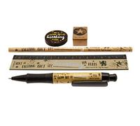 Harry Potter Gift Set 5-Piece Stationery Pack with Pen, Pencil, Ruler, Pencil Sharpener and Eraser (Breaking the Rules Design) - Official Merchandise