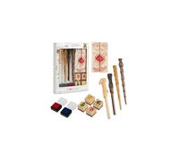 Harry Potter Gifts Wand Pen Set of 4 Stationery Supplies with Marauder's Map Hogwarts House Stamp Kit and Ink Set
