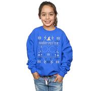 Harry Potter Girls Christmas Pattern Sweatshirt Royal Blue 9-11 Years