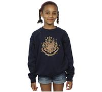 Harry Potter Girl's Gold Hogwart Crest Sweatshirt in Navy | Size: 7-8 Years Harry Potter Navy 7-8 Years