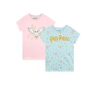 Harry Potter Girls Hedwig T-Shirt Pack of 2 Short Sleeve Tee for Kids 2 Pack 8-9 Years Multicoloured
