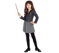 Harry Potter Girls Hermione Fancy Dress with Wand and Wig
