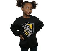 Harry Potter Girls Hufflepuff Crest Flat Sweatshirt Black 12-13 years