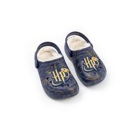 Harry Potter Girls Navy Logo Fur Lined Clogs | Soft Lining for Comfort | Casual Wear for School & Play | Movie Themed Footwear Merch - 1 UK Child