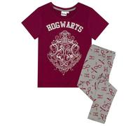 Harry Potter Girls Purple Hogwarts Crest Short Sleeve Long Leg Pyjama Set - 11-12 Years