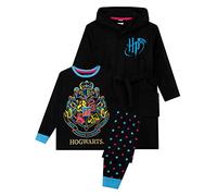 Harry Potter Girls Pyjamas and Dressing Gown Set Hogwarts Black 7-8 Years