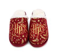 Harry Potter Girls Slippers | Kids Red & Gold Fluffy House Shoes with Glasses, Hedwig & Star Details | Slip-On Character Loafers for Pyjamas, Loungewear, Bedroom | Official Wizarding World Merchandise