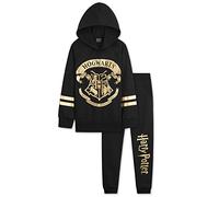 Harry Potter Girls Tracksuit, Hoodie and Girls Tracksuit Bottoms (9-10 Years, Black/Gold)