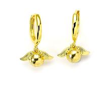 Harry Potter Golden Snitch Gold Tone Huggie Earrings