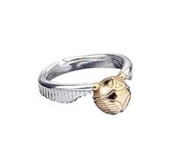 Harry Potter Golden Snitch Ring in 925 Sterling Silver with 14ct Gold Plated Snitch, Size Small UK J, Gift Boxed