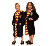 Harry Potter Groovy Uk Hogwarts Kids Fleece Robe with Fixed Belt, X-Large, Black