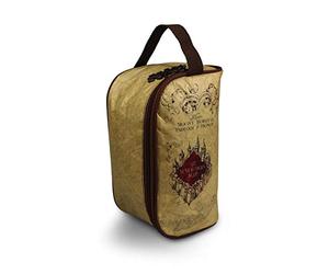 Harry Potter Groovy Uk Marauders Map Wash Bag, 25 cm Length x 12 cm Width x 8 cm Height, Beige/Brown/Red