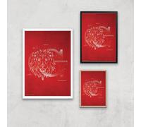 Harry Potter Gryffindor Giclee Art Print - A3 - Wooden Frame