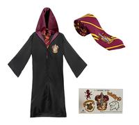 Harry Potter Gryffindor Kids Costume Set - One Size Hogwarts Robe, Necktie & Temporary Tattoos - Children’s Fancy Dress Outfit for World Book Day & Parties