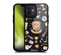 Harry Potter Gryffindor Pattern Magical Icons Black Shockproof Bumper Case [Military Grade Protection] Compatible with Apple iPhone 12 / iPhone 12 Pro and Compatible with MagSafe