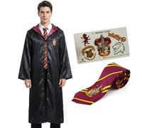 Harry Potter Gryffindor Unisex Adults Costume Set - Tunic, Tie & Temporary Tattoos - Fancy Dress Outfit for Men & Women - Magical School Party Outfit Small