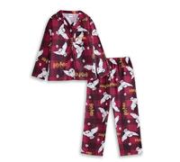 Harry Potter Hedwig Girls Red Long Sleeve Long Leg Pyjama Set | Checkered Sleepwear with Collared Neck & Button Closure | Movie Character Nightwear for Bedtime Merch - 5-6 Years