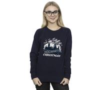 Harry Potter Women's Hogwarts Christmas Sweatshirt Navy Blue Large