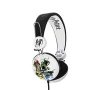 Harry Potter Hogwarts Crest Adjustable Kids Wired Headphones (White) for Ages 3+