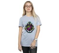 Harry Potter Hogwarts Crest Cotton Boyfriend T-Shirt In Grey Grey XXL