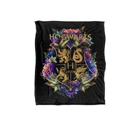Harry Potter Hogwarts Floral Foliage Crest Silky Touch Super Soft Throw Blanket Multi