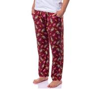 Harry Potter Hogwarts House Crest PJs Men's All Over Print Pajama Pants - Gryffindor Slytherin Hufflepuff Ravenclaw, Maroon, XXL