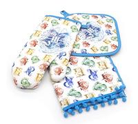 Harry Potter Hogwarts Houses Kitchen Set: 3 Pc Collection- Towel, Mitt, Pot Holder