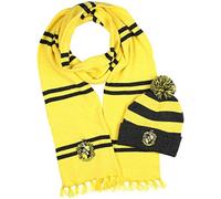 Harry Potter Hogwarts Houses Knit Scarf & Pom Beanie Set, Hufflepuff, One Size