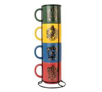 Grupo Erik Mugs Set of 4 - Harry Potter Merchandise | Stacking Mugs with Stand 10.8 oz - 300ml Coffee Cups Espresso | Harry Potter Gifts for Friends