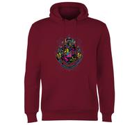 Harry Potter Hogwarts Neon Crest Hoodie - Burgundy Burgundy S
