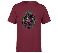 Harry Potter Hogwarts Neon Crest Men's T-Shirt - Burgundy Burgundy M