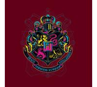 Harry Potter Hogwarts Neon Crest Men's T-Shirt - Burgundy - S