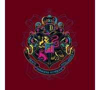 Harry Potter Hogwarts Neon Crest Women's T-Shirt - Burgundy - S