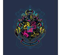 Harry Potter Hogwarts Neon Crest Women's T-Shirt - Navy - S