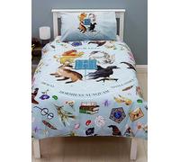 Harry Potter Hogwarts Painted Reversible Duvet Cover Set - Single Blue
