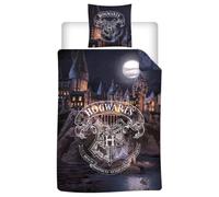 Harry Potter Hogwarts Single Duvet Cover 140x200 + Pillowcase Polycotton | Reversible single bedding | Hogwarts night-time mood | Official Wizarding World licence | Gift for young wizards