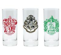 ABYstyle - Set of 3 Glasses - Harry Potter - Hogwarts/Slytherin/Gryffindor - Transparent Onesize